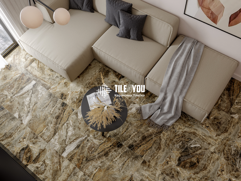 Керамограніт Golden Tile | Vesuvio 4F7520 коричневий 600x600 см 16557 фото