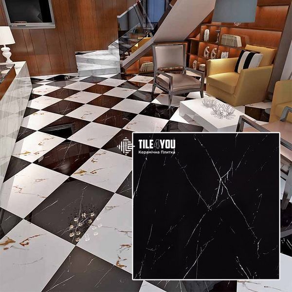 Керамогранит Megagres | 6B6067 MARBLE BLACK 60x60 см 17703 фото