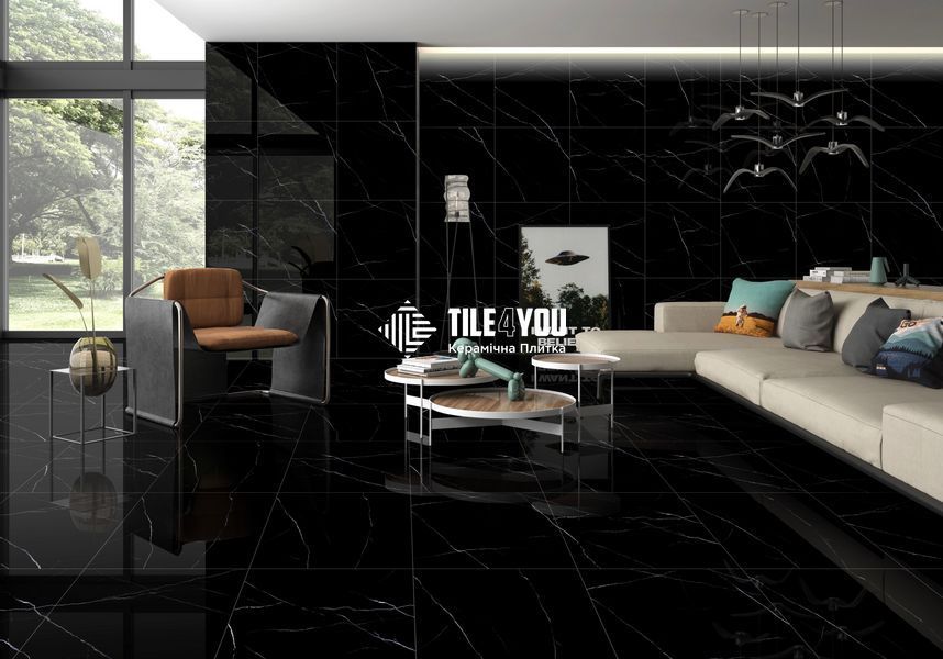 Керамограніт Asia Pacific | Nero Marquina Black High Polished 60*120 201573 фото