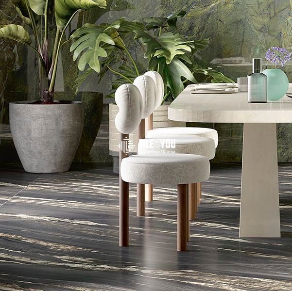Керамогранит Fiandre | Marmi Maximum Nero Damascato 300х150 Satin 6mm (MMH14761530) 19075 фото