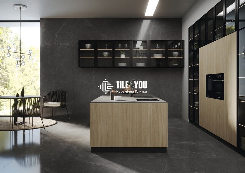 Керамограніт Azulejos Benadresa | Плитка PIETRA ANTICA NERO NATURAL 60*120*9,5mm 203049 фото