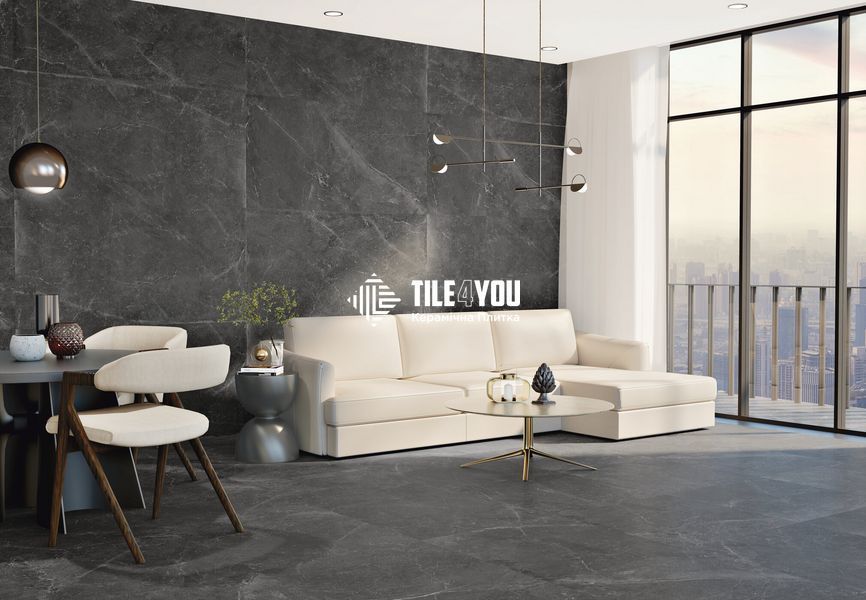 Керамограніт Azulejos Benadresa | Плитка PIETRA ANTICA NERO NATURAL 60*120*9,5mm 203049 фото
