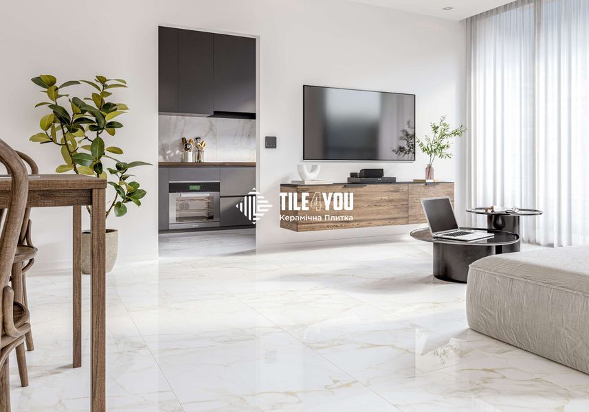 Керамограніт Golden Tile | Плитка Imperial 3G0580 білий 600х600х8 202579 фото