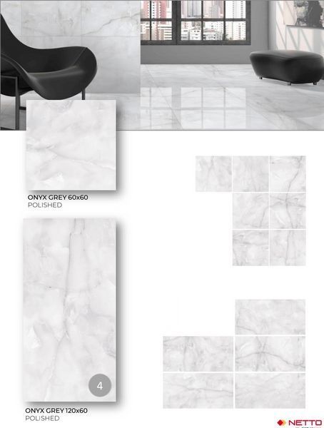 Керамогранит Netto Ceramika | Onyx Grey Polished 60&times;120 13834 фото