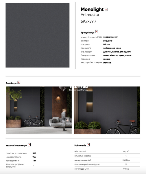 Керамогранит Cerrad | Плитка Monolight Exterior Anthracite (MX14) Rect 60x60 см 209013 фото