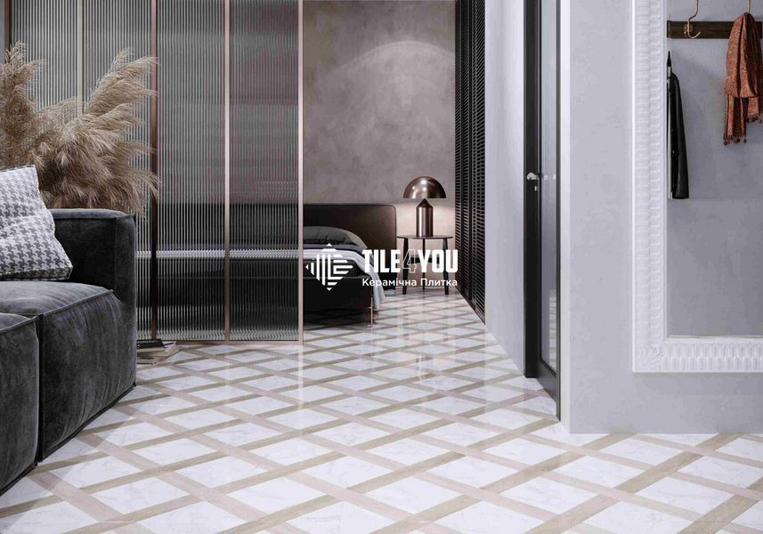 Керамограніт Golden Tile | Плитка Marmo Wood 4V0800 білий 400х400х7 202691 фото