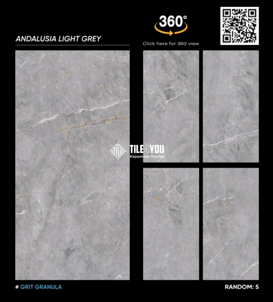 Керамограніт Italica | Andalusia Light Grey Grit Granula 60 x120 18190 фото