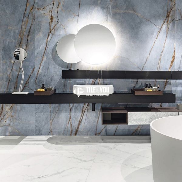 Керамогранитная плита для столешниц Florim | Florim Stone Marble Heri Azure B Mat Stu.160х320 12mm, 777591 19157 фото
