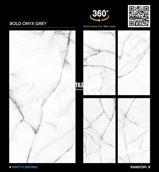 Керамограніт Italica | Bold Onyx Grey Matt+Carving 60 x120 18192 фото