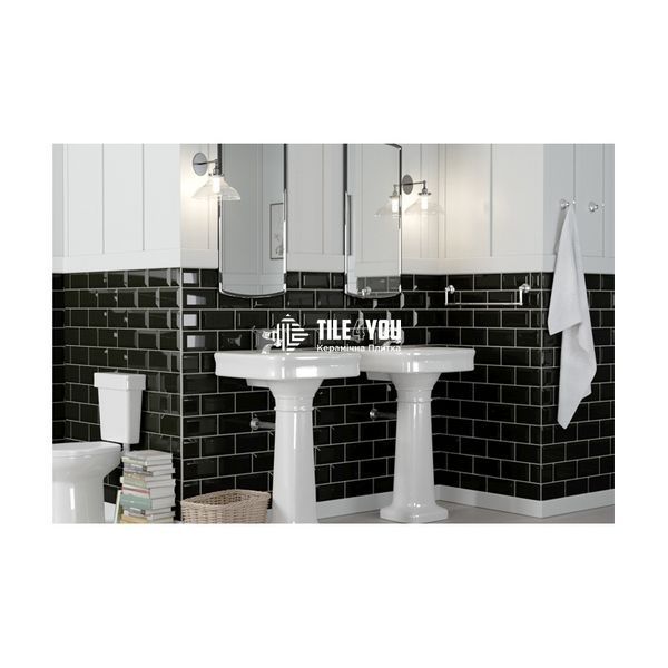 Плитка для стін The Wall чорний РЕЛЬЕФ глянець 6LС061 10x30 см 51693351 фото