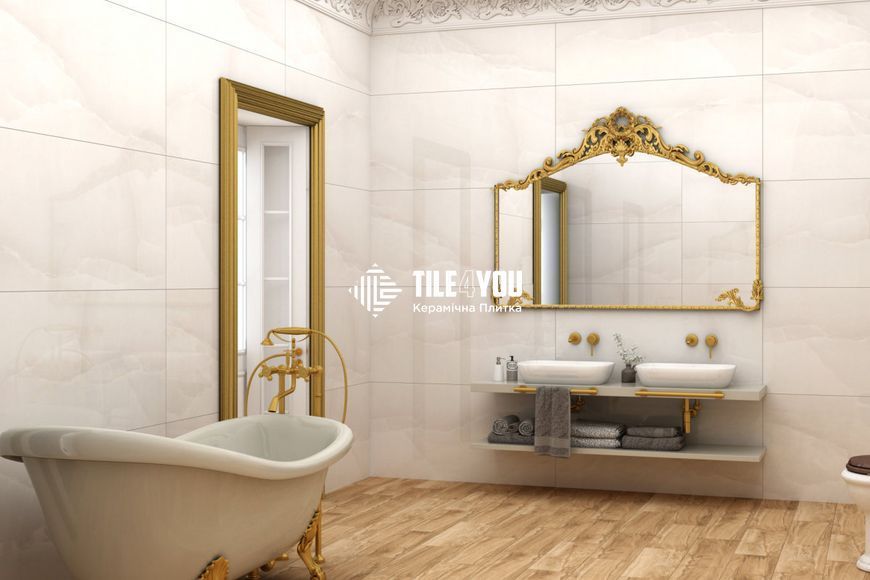 Керамограніт Netto Ceramika | Onyx White Polished 60&times;120 17996 фото
